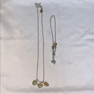 Heart silver necklace and bracelet